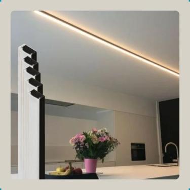 Imagem de Kit 5 Perfil Led Iluminacao Luminaria Sobrepor Gesso Parede Bivolt Pre