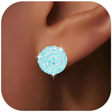 Imagem de Brincos de bola de discoteca para mulheres dos anos 70 – Brincos de pedra de nascimento de strass cintilantes para festa de casamento, acessórios de roupa de discoteca dos anos 70, joia de pedra do