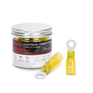 Imagem de Conectores elétricos HKS Ring Terminals 10 Yellow 12-10 AWG