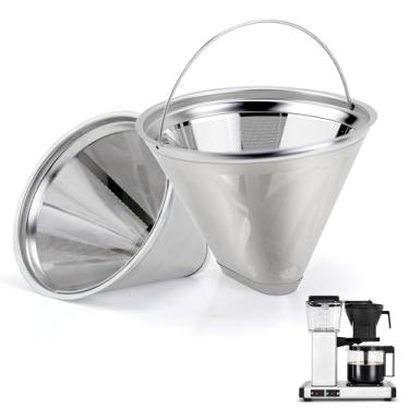 Imagem de Filtro de café compatível com máquina de café Moccamaster, pacote com 2 filtros reutilizáveis de cone inoxidável para Technivorm Moccamaster 79112 KBT 53923 KBGV 59691 KB