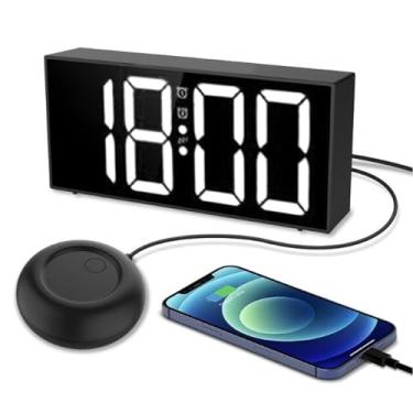 Imagem de VBESTLIFE Alto Despertador Com a Cama Shaker, Despertador Vibrando para Dormentes Pesados, Com Dificuldade de Ouvir, Surdos, Adolescentes, Alarmes Duplos Com 7,4 pol.