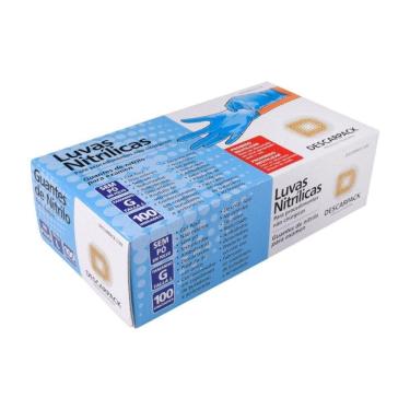 Imagem de Luva Descartável Nitrílica Sem Pó Azul G - 100Un Descarpack