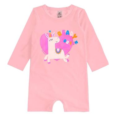 Imagem de Macaquinho Praia Bebê e Infantil Proteção UV Unicórnio Rosa Prisma Up Baby