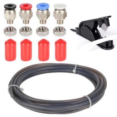Imagem de Kit de tubo PTFE para laboratório Bambu – 4 m/4 m, 2,5 mm ID × 4 mm OD tubo com 4 pacotes PC4-M6 acessórios com porca, tampas de poeira e cortador – Compatível com AMS X1/X1C, P1P, P1S, A1, A1 Mini