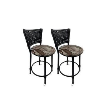 Imagem de Kit 2 banqueta baixa junco cozinha gourmet americana bistrô - FortMix,