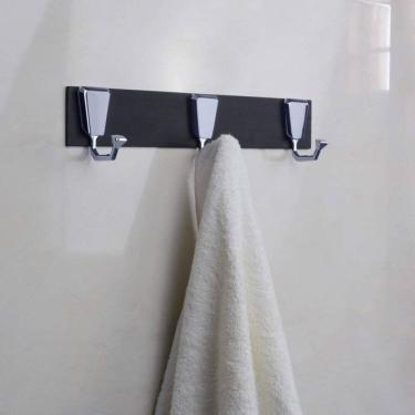 Imagem de Kit com 2 Cabides de Parede 3 Ganchos Premium Pr4280 Ducon Metais Cromado/Preto