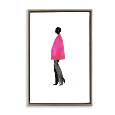 Imagem de Stupell Industries Design de parede em tela flutuante marrom com revestimento rosa fúcsia por Simone Elum, 78 x 53 cm