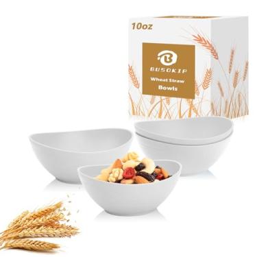 Imagem de BUSOKIP Tigelas de palha de trigo, tigela de sobremesa, 293 g - 12 cm, conjunto de tigelas pequenas inquebráveis, para micro-ondas e lava-louças, mini tigela para aperitivo, sobremesa, 4 peças (branca