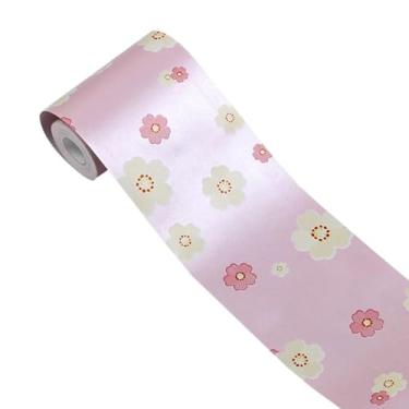 Imagem de Adesivo autoadesivo de azulejos de PVC com borda de papel de parede floral com borda de papel de parede removível para banheiro e cozinha