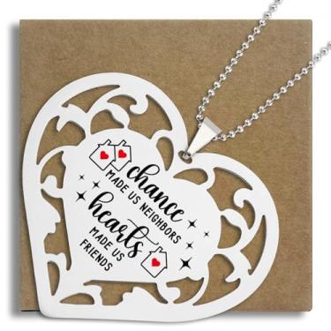 Imagem de Chance Made Us Neighbors Hearts Made Us Friends Ornamento, presente de pendurar em forma de coração para amigos, lembrança da amizade para mulheres, enfeites de pendurar S2X9