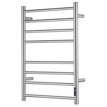 Imagem de SHARNDY Aquecedor de toalha elétrico - Toalheiro aquecido de parede para banheiro, design plug-in e acabamento em aço inoxidável escovado