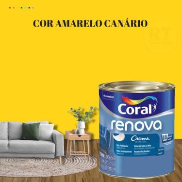 Imagem de Tinta Parede Amarelo Acrílica Fosca Renova 800ml - Coral, AMARELO CANÁ