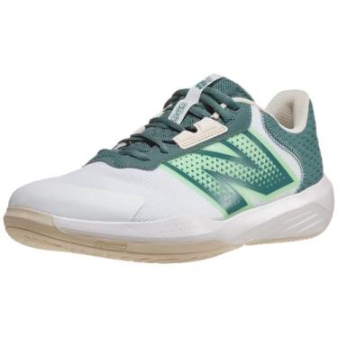 Imagem de New Balance Tênis masculino 696 V6 Hard Court, Branco/Verde, 9 Wide