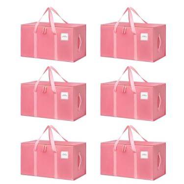 Imagem de Bolsas de transporte resistentes Bubblegum Pink – Sacos de embalagem grandes para mudança, bolsas de armazenamento extragrandes com zíperes e alças
