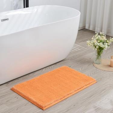 Imagem de Douceur Tapetes de banho macios antiderrapantes 80 cm x 50 cm, tapetes de banheiro laranja de microfibra laváveis, tapetes de banho absorventes fofos, tapetes de chuveiro de secagem rápida para