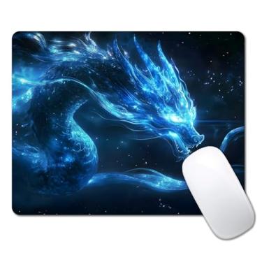 Imagem de Mouse pad dragão azul para mesa, computador portátil, pequeno mouse pad para laptop sem fio, 24 cm x 20 cm, design de base de borracha antiderrapante, superfície lisa, mousepad para casa, escritório e