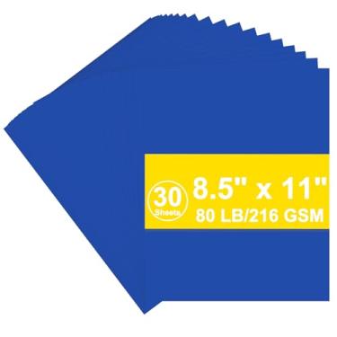 Imagem de Cartolina 8,5 x 11, capa de 216 g/m², azul royal, papel cartonado de 36 kg, cartolina pesada para impressora, álbum de recortes, Natal (cartolina azul royal, 30 folhas)