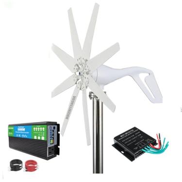 Imagem de 48v,Gerador de turbina eólica horizontal 1000W-3000W, gerador de energia de baixa velocidade 48V 220V turbina eólica com inversor uso doméstico para cabines ou casa