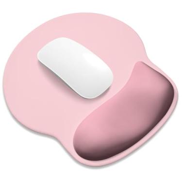 Imagem de ITNRSIIET Mouse pad ergonômico com descanso de pulso de espuma viscoelástica mais amplo + 17% - almofada curva reduz a pressão em 20%, alívio da dor, antiderrapante, suave, cores fofas, 25 x 23 cm