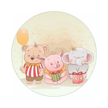 Imagem de Painel De Tecido Sublimado Redondo Animais Amigos Cute C/Elástico - Fa