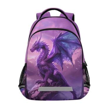 Imagem de Mochila LFICRTAN Purple Dragon para crianças de 6 a 12 anos