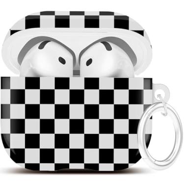 Imagem de Linda capa com glitter para AirPods 4 – Capa YOMPLOW para mulheres e meninas com chaveiro pérola luxuosa ferramenta de limpeza para Apple Airpods 4ª geração capa de carregamento 2024 - preto/branco