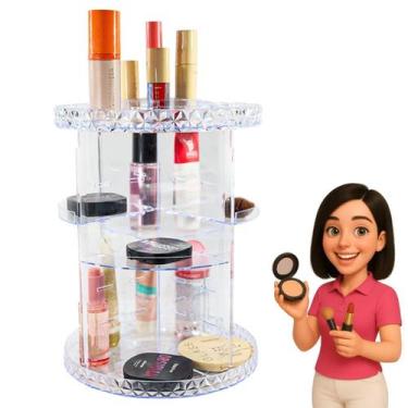 Imagem de Organizador De Cosmético Maquiagem Acrílico Resistente Giratório 360º 