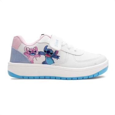 Imagem de Tênis Disney Casual Stitch Juvenil Calce Fácil, 28, Branco, Rosa