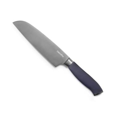 Imagem de GreenPan Faca Santoku de titânio de 18 cm, revestida de titânio, aço inoxidável, ecológica, aderência ergonômica, antiderrapante, equilibrada, tratada termicamente, afiada à mão, pode ser lavada na