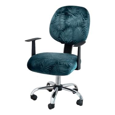 Imagem de Capa para cadeira de escritório de computador, capa protetora dividida de tecido elástico de poliéster universal giratória (verde flange)