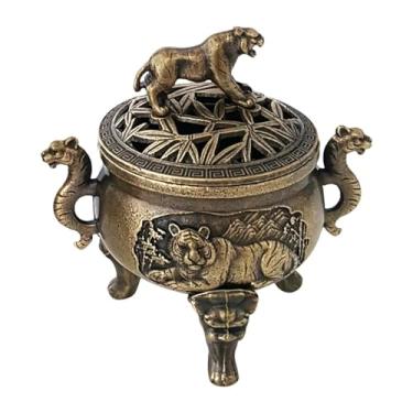 Imagem de FLCPJGV Suporte de Liga para Queimador de Incenso, Tigela, Suporte para Cone de Incenso, Design de Cabeça de Dragão, Purificação de Ar com Refluxo para Sala D, Tigre, Tamanho real