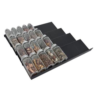 Imagem de Organizador de gaveta de especiarias, pacote com 8 organizadores de temperos, expansível de 22 a 45 cm, organizadores e armazenamento para gaveta (frascos não incluídos), preto