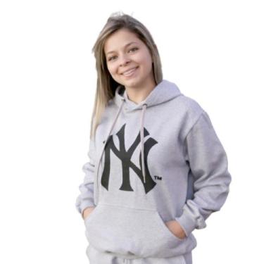 Imagem de Conjunto Blusa + Calça Moletom Canguru Capuz E Bolso Yankees New York 