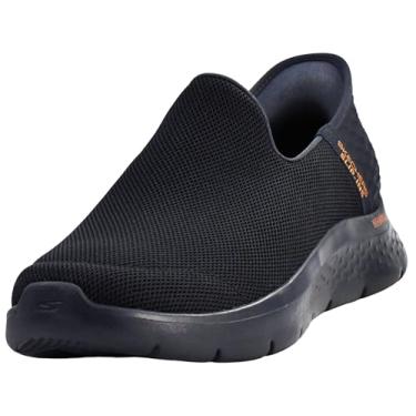 Imagem de Skechers Tênis masculino Gowalk Flex Hands Free Slip-ins Atlético slip-on Casual Caminhada Tênis, Azul-marinho/laranja, 43