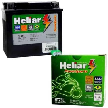 Imagem de Bateria Moto Heliar Htz5l Powersports Selada 4ah 12 Volts