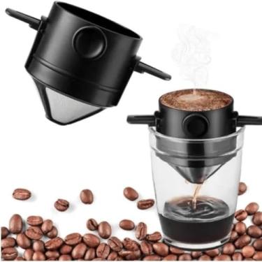 Imagem de Mini Filtro de Café Portátil Reutilizável - Suporte (Funil) com Malha de Aço Inoxidável - Ideal para Viagens e Camping