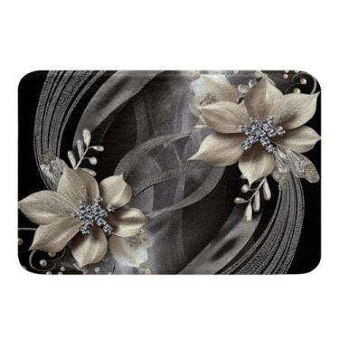 Imagem de Feelyou Tapetes de banheiro de flores 3D para crianças, 51 x 81 cm, estampa de diamante pérola, tapetes de banho para banheira, meninos, meninas, luxuoso, vintage, floral, para banheiro, listras,