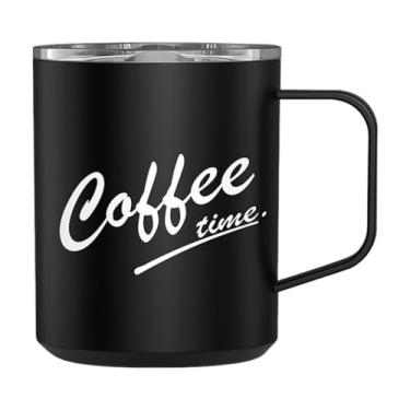Imagem de simhoa Caneca térmica para café com alça, para acampamento e viagem, para escritório, Preto
