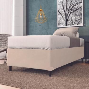 Imagem de Base Cama Box Solteiro Bege Dobrável Bipartido Moderna e Decorativa para Quarto - Kazza Shop