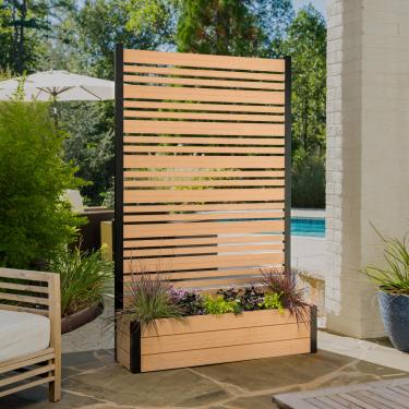 Imagem de Enclo Privacy Screens EC18024 A x 1,2 m L x 0,3 m C Florence WoodTek Kit de tela de privacidade e caixa de plantador independente, 1,8 m de altura de cedro
