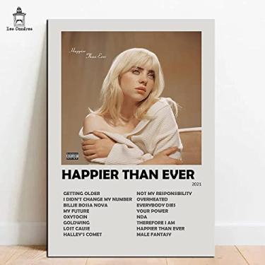 Imagem de Placa Decorativa Billie Eilish Happier than Ever MDF 28x20cm