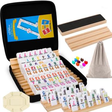 Imagem de Conjunto de dominós Mexican Train Doreimi Double 15 com 8 suportes