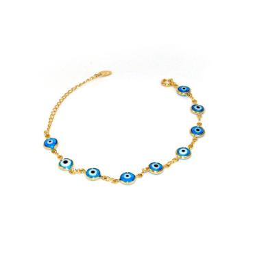 Imagem de Pulseira Olho Grego Banhada A Ouro 18K