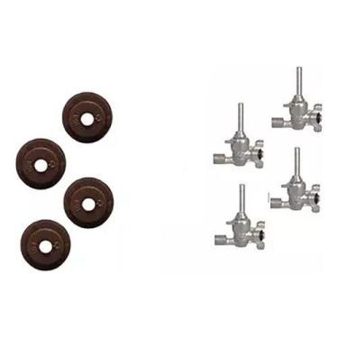 Imagem de Kit 4 Registro Ramal Rosca Fischer+4 Borrachas De Vedação - CHAMA FORT