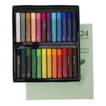 Imagem de Giz de cera de óleo pastel, inodoro, de alta segurança, médio macio, multiuso para projetos de arte (24 cores)