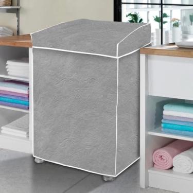 Imagem de Capa Máquina de Lavar Tamanho M Flanelada Cinza Perolizada : CONSUL FACILITE 10kg, 11kg ; CONSUL 12 CWM 12kg ; BRASTEMP 10kg e 11kg ; BRASTEMP BW J 11 11kg ; COLORMAQ 11kg ; DAKO MAXI 10kg.