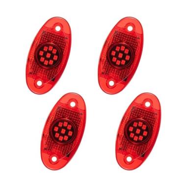 Imagem de 4 peças 9 luzes LED estroboscópicas de chassi para decoração inferior inferior da carroçaria, lâmpada de aviso 12 V 24 V para caminhão off-road SUV, ATV barco van (4 peças vermelhas)