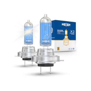 Imagem de wideep Lâmpadas de farol de halogêneo H7, farol alto ou baixo padrão ou farol de neblina, lâmpadas de substituição de farol branco DC 12V 55W 5000K, pacote com 2