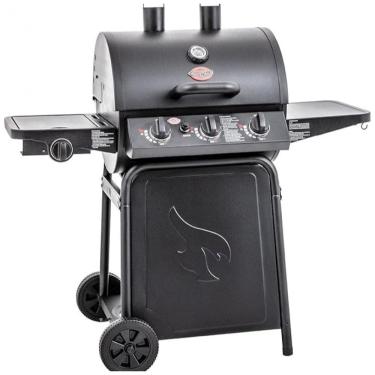 Imagem de Churrasqueira a Gás Char-Griller Grillin Pro 3 Burner em Preto com 40.800 BTU, Grades de Ferro Fundido e Racks de Aquecimento