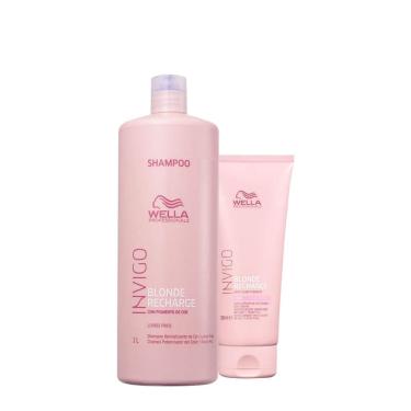 Imagem de Kit Wella Professionals Invigo Blonde Recharge Shampoo Condicionador 200 (2 produtos)